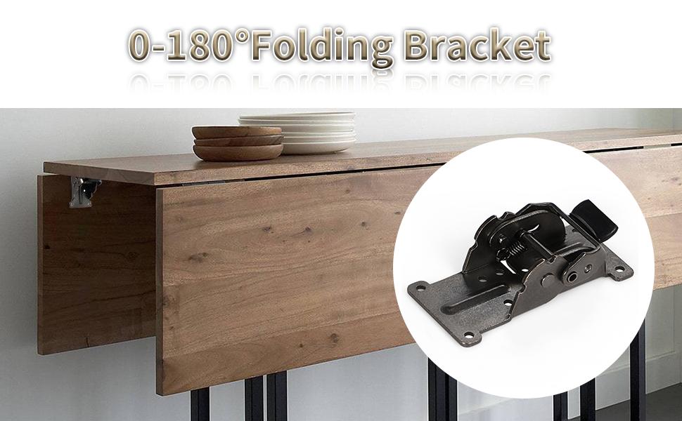 Self-Lock Hinge for Wall Shelf, Table, Folding Workbench Foldable Support Bracket, 0-90-180 Degree Lock Extension Support, 12 PCS