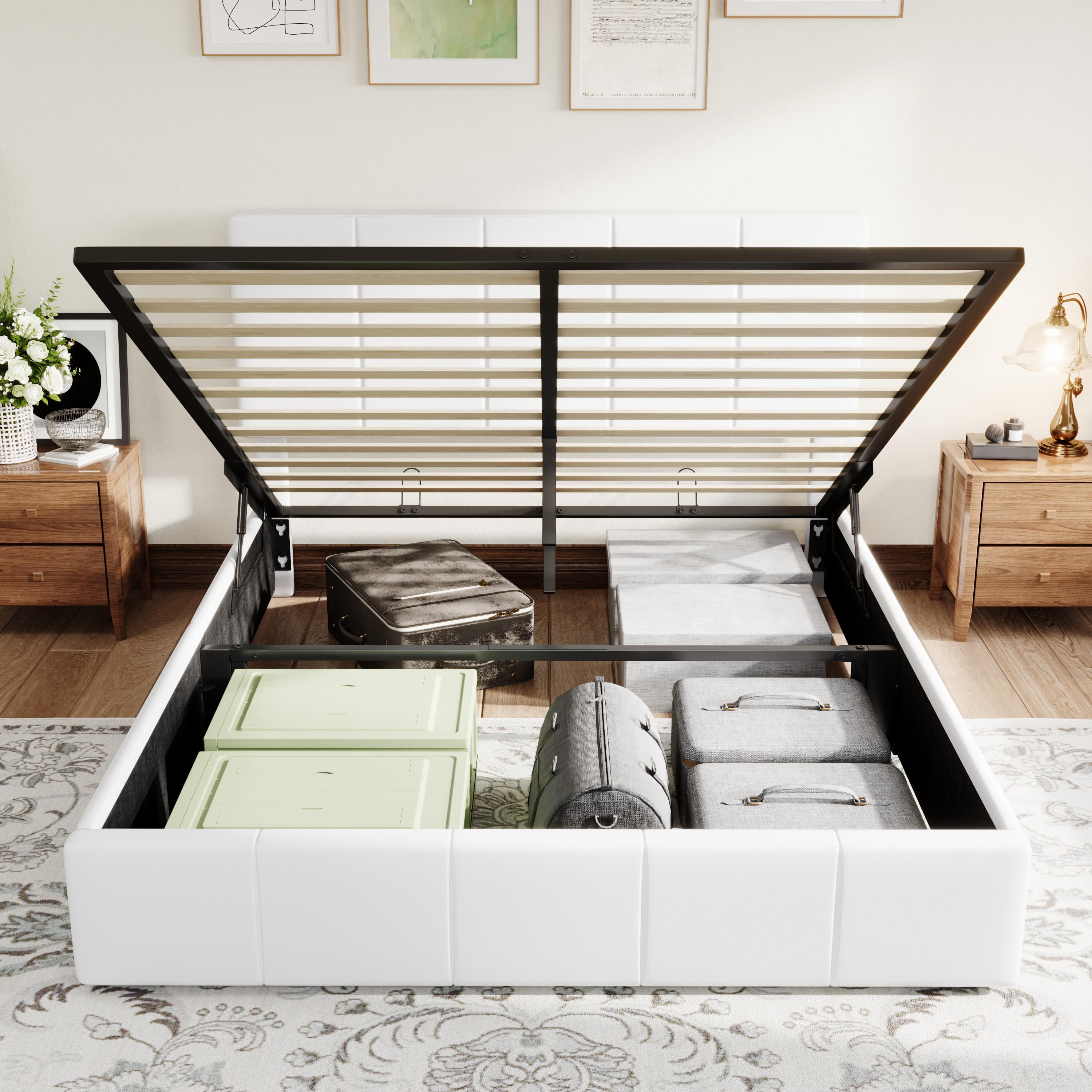 MUTICOR Velvet Upholstered Lift-Up Storage Bed Frame,Gas Lift Platform Base with Large Storage, No Box Spring Needed，Full/King/Queen Size Bed Frame. #TikTokShopBlackFriday #ChristmasGifts