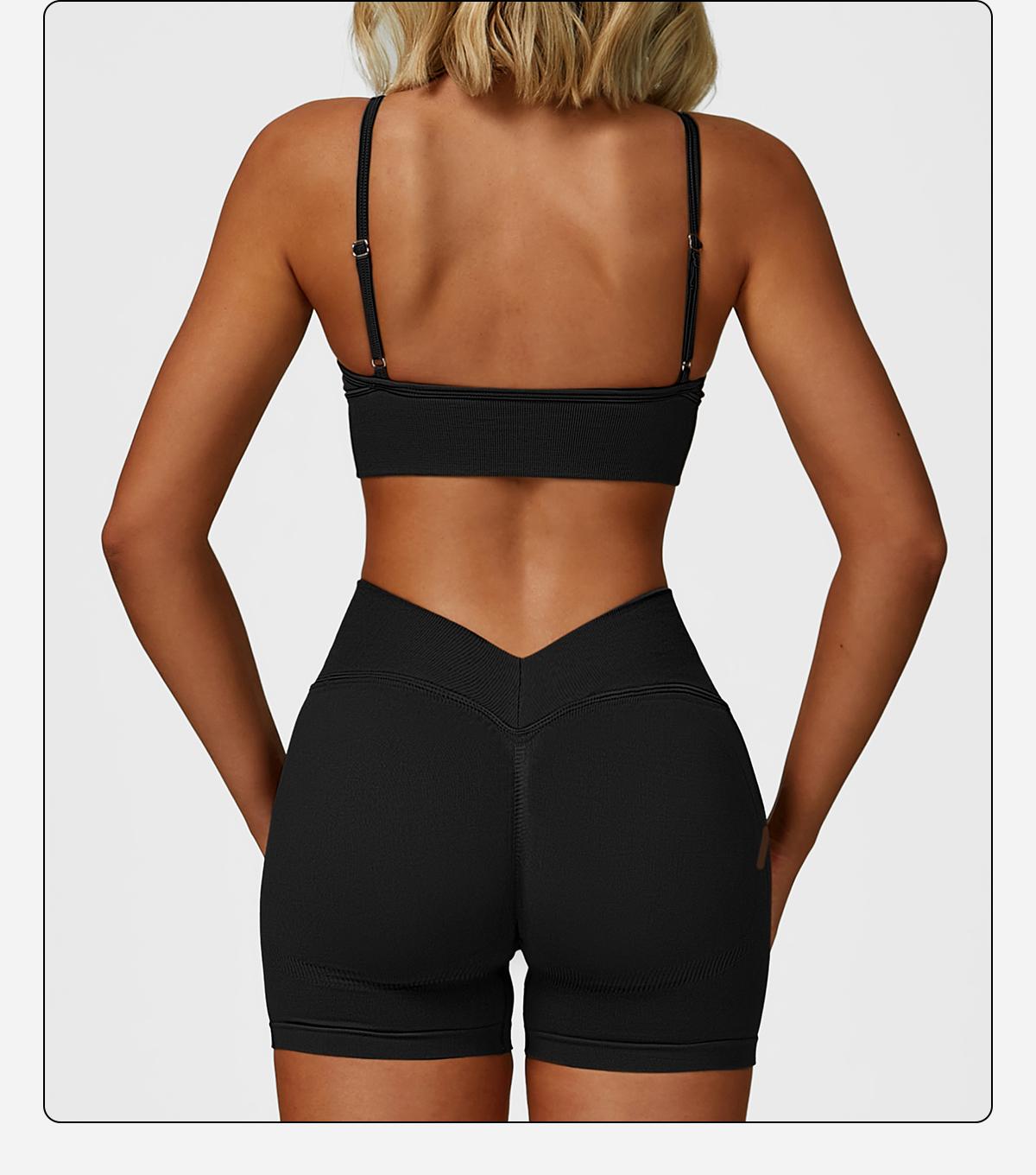 Women's 2 Piece Seamless Yoga Workout Set High Waisted Shorts Sports Bra for Exercise Athletic Breathable Lightweight Compression Activewear Pilates Gym Outfit with Hollow Square Back and Curved Rear Hip SpringStatements