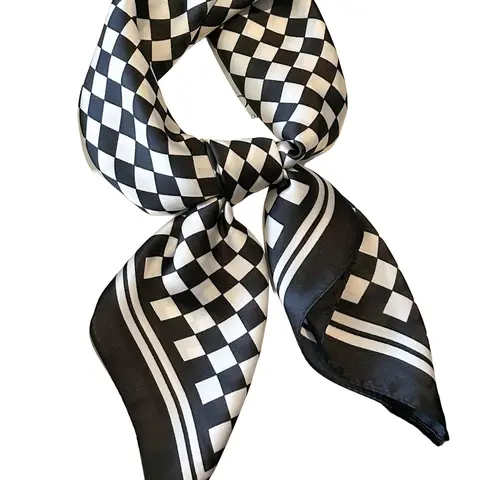 Women's Checked Pattern Contrast Binding Design Square Scarf, Casual Soft Comfortable Scarf for Daily Wear, Fashion Accessories for Women & Girls, Checkered Scarf, Scarf Wrap, Shawl, Casual Fashionable Scarf