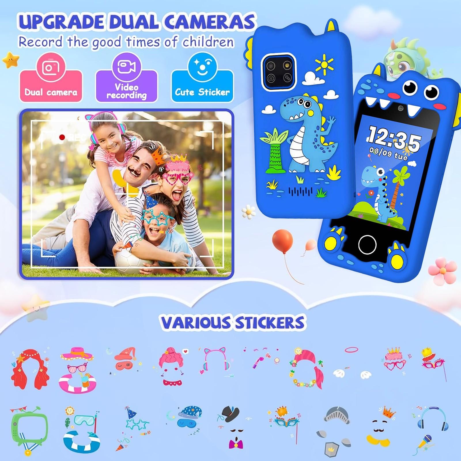Children Music Phone with Audio Player Voice Recorder Story Learning ABC National Buildings Habits Flashlight