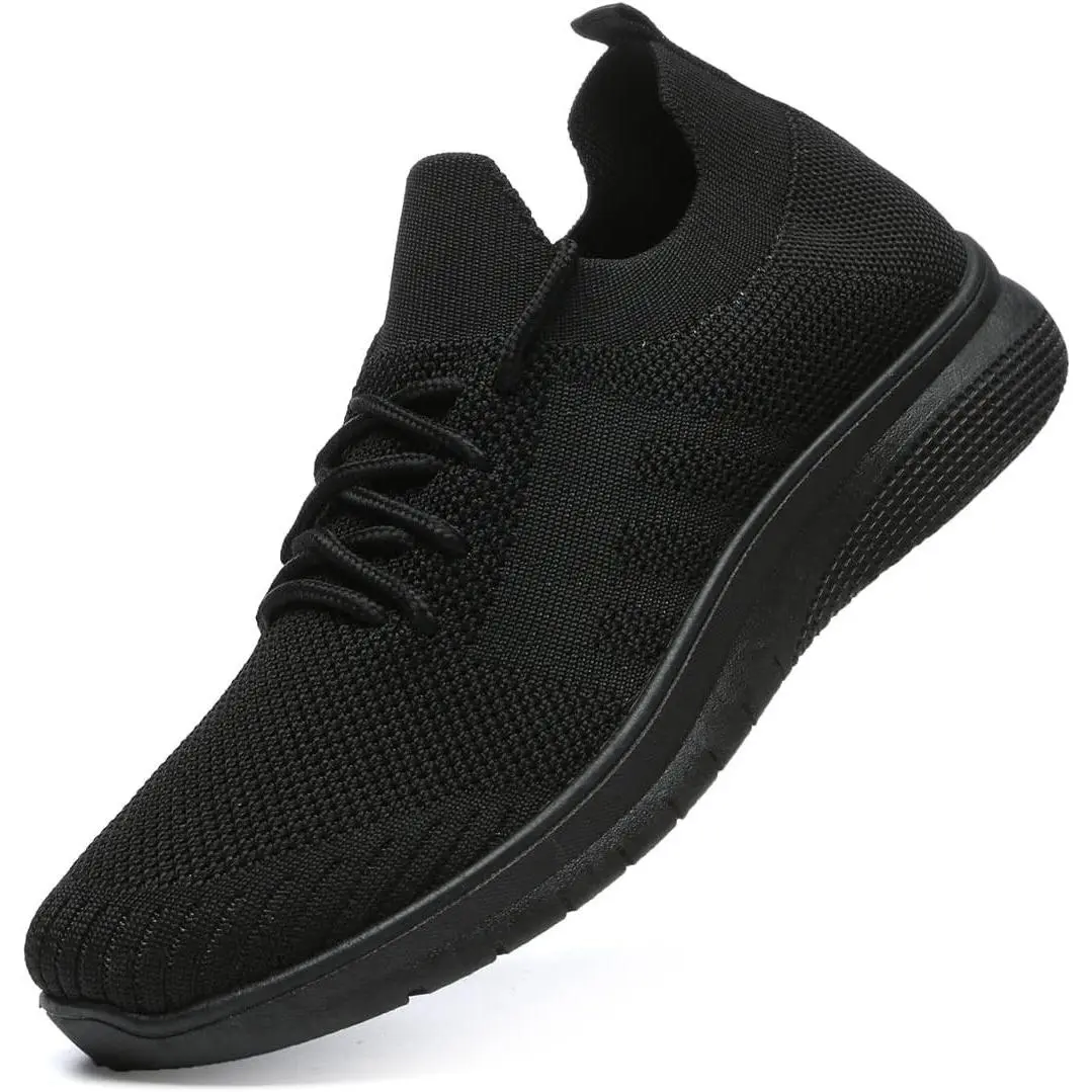 Women's Black Walking Sneakers Non-Slip Lightweight Breathable Casual Tennis Shoes for Work & TravelGift