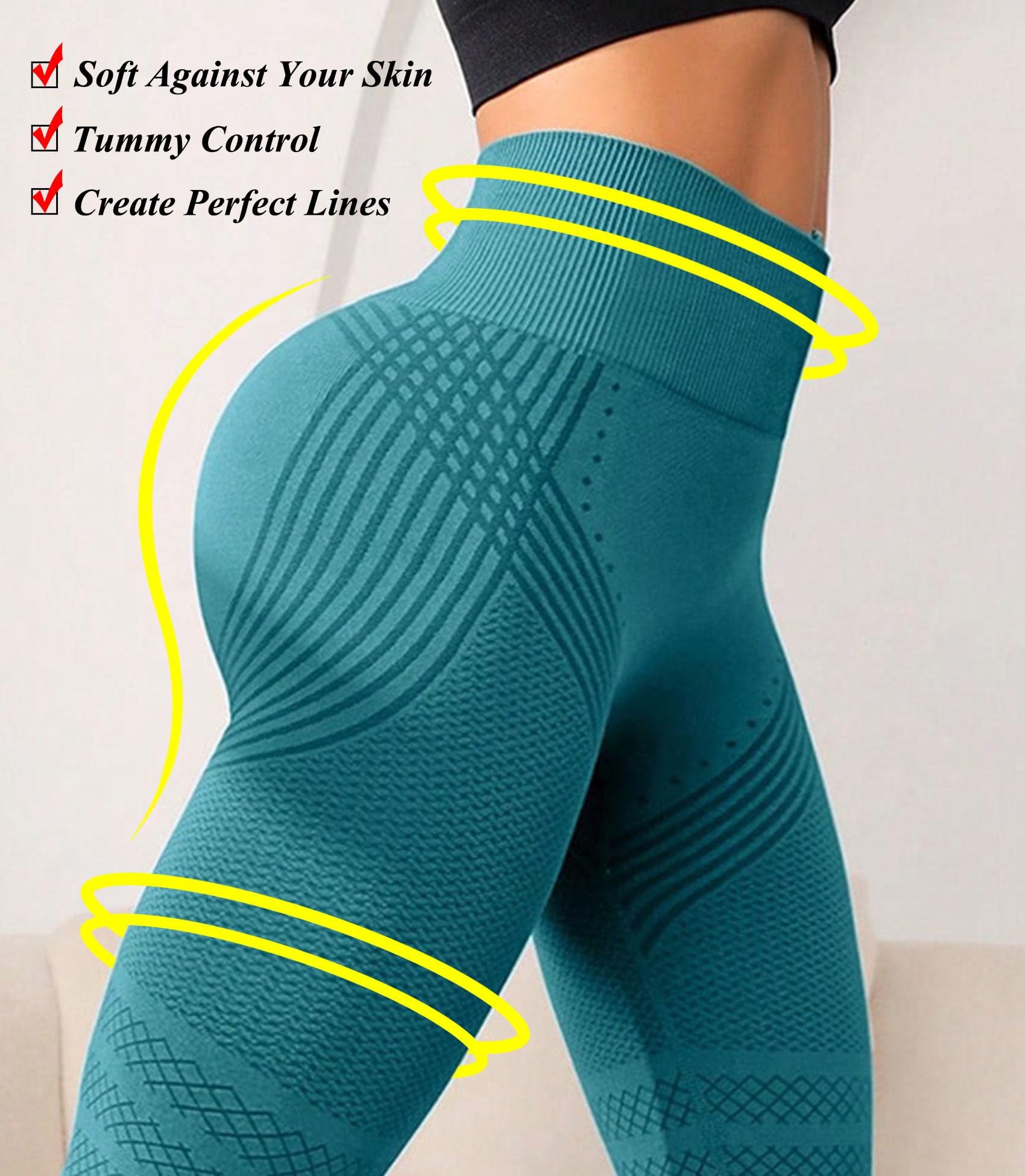 RICH BRIA 3D Scrunch Butt Lifting Leggings - High Waisted Compression Seamless Tummy Control Butt Sculpting Workout Pants Anti Cellulite Yoga Tights for Women - Firm & Smooth Gym Activewear XS-4XL