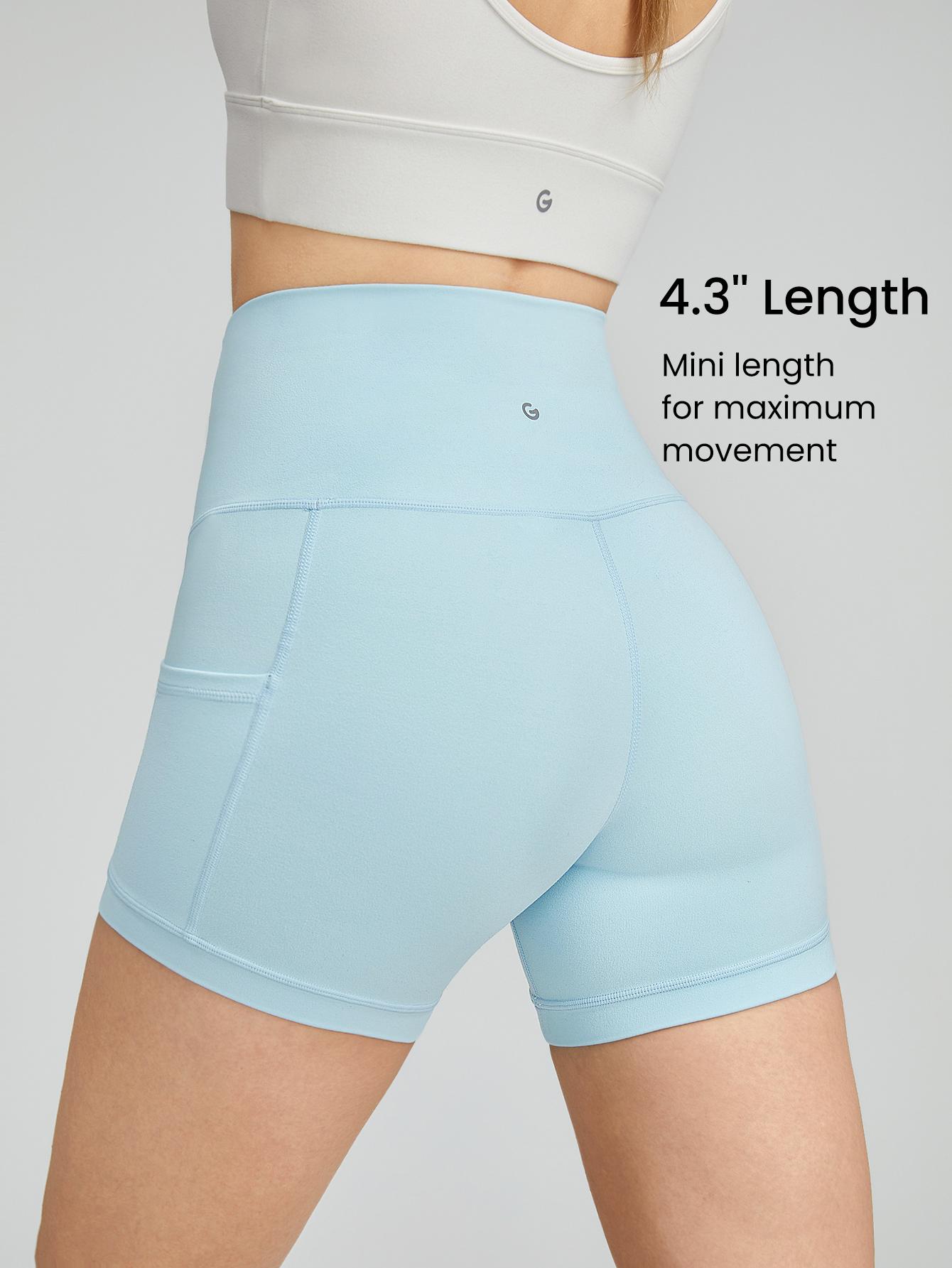 GLOWMODE 4.3" FeatherFit Anti-Slip Pocket Bike Shorts Non Front Seam Low Impact Cycling Running Gym Workout