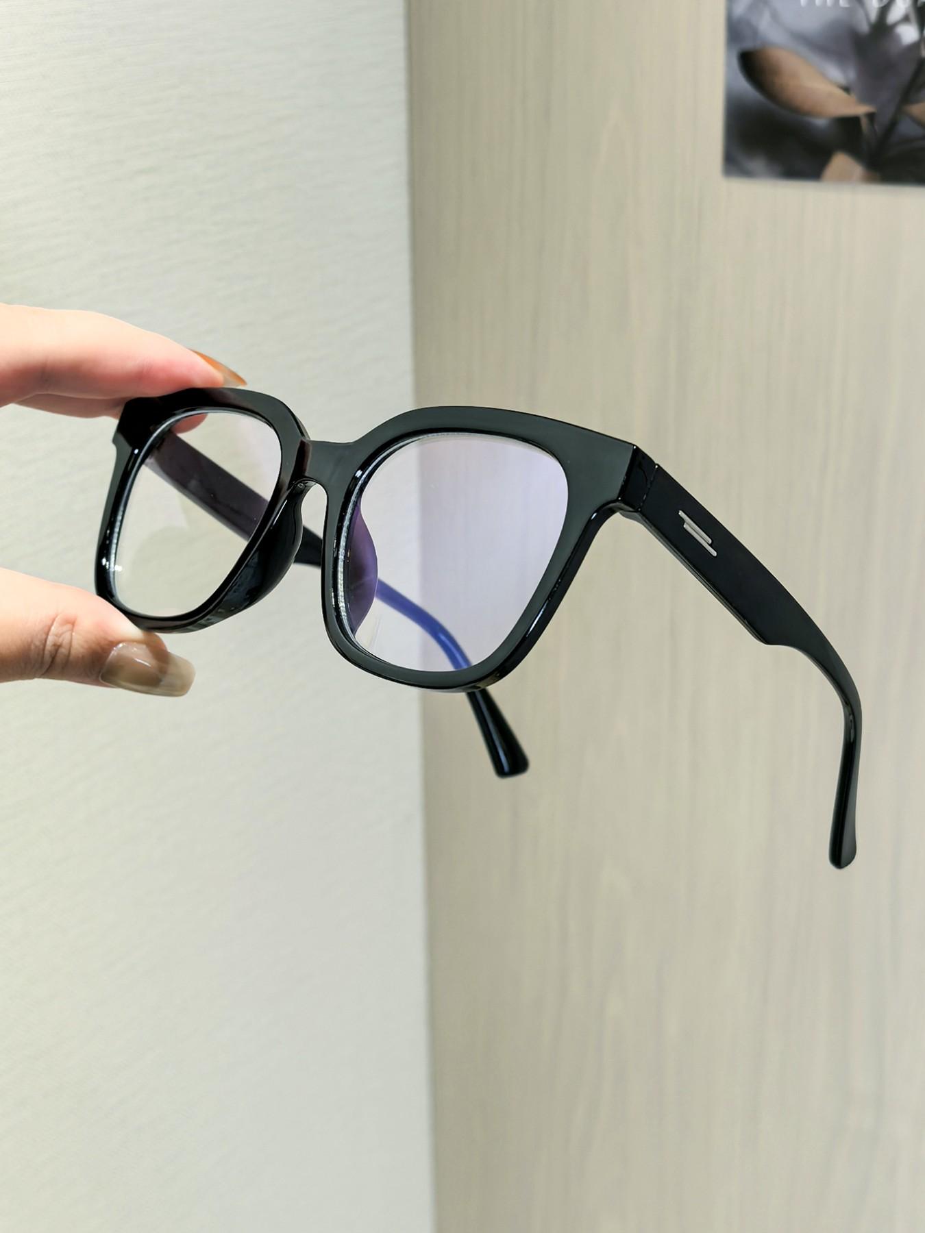 Women's Silver Color Square Frame Plain Glasses, Ultra-Light Plain Eyeglasses, Tiktok Bestseller Student Affordable Glasses, Unisex Non- Prescription