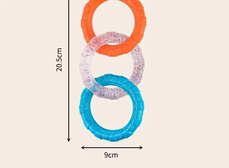 Dog Pulling Toy Soft Bite-resistant Teething Chews Pulling Three Consecutive Circle Ring Fun Interactive Puppy Toys Pet Supplies