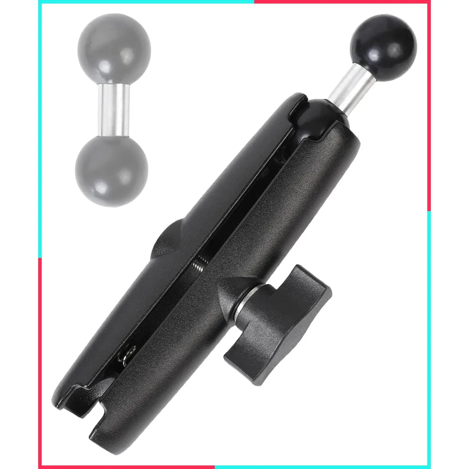 Double Socket Arm with 1" Double Ball Adapter for B Size Mounts, 360° Rotation Extension Rod for Phone Holder, Tablet Mount, Bike, Motorcycle, Truck (7.48" Long Adapter)