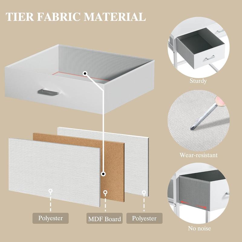 Makeup Vanity Desk with Mirror and Lights, 36.6" Small Makeup Vanity with 4 Fabric Storage Drawer & Chair & Shelves, White Vanity with Fold-up Panel and Power Outlet for Bedroom