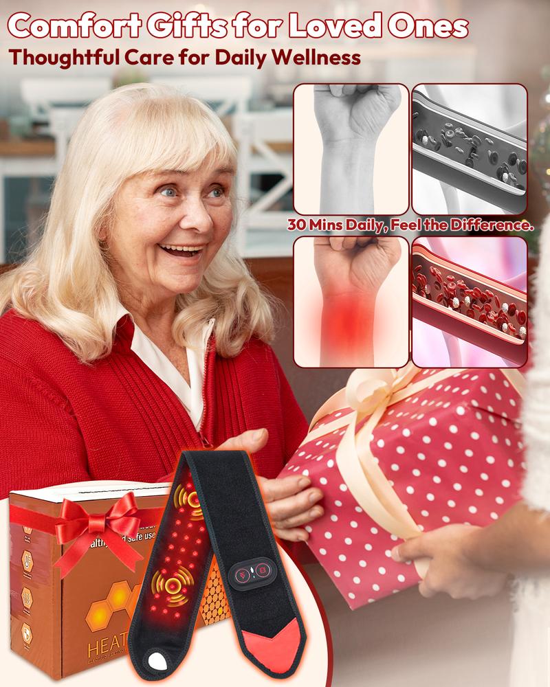 1PC Wearable Infrared Heating & Vibration Wrist Wrap for Body Hands Arm & Knee,Cordless Massager with 36 LEDs,Adjustable Heat for Office Travel & Sports Relaxation, Relaxation Aid