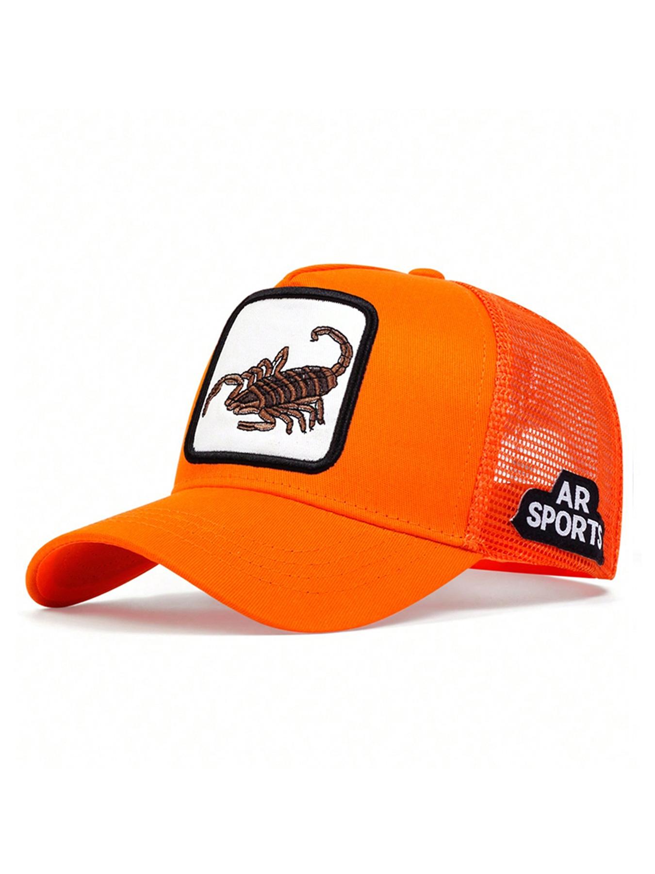 Unisex Scorpion Embroidered Baseball Cap, Adjustable Trucker Hat, Adjustable Sun Protection Hat for Outdoor Travel Beach Vacation, Breathable Mesh Design