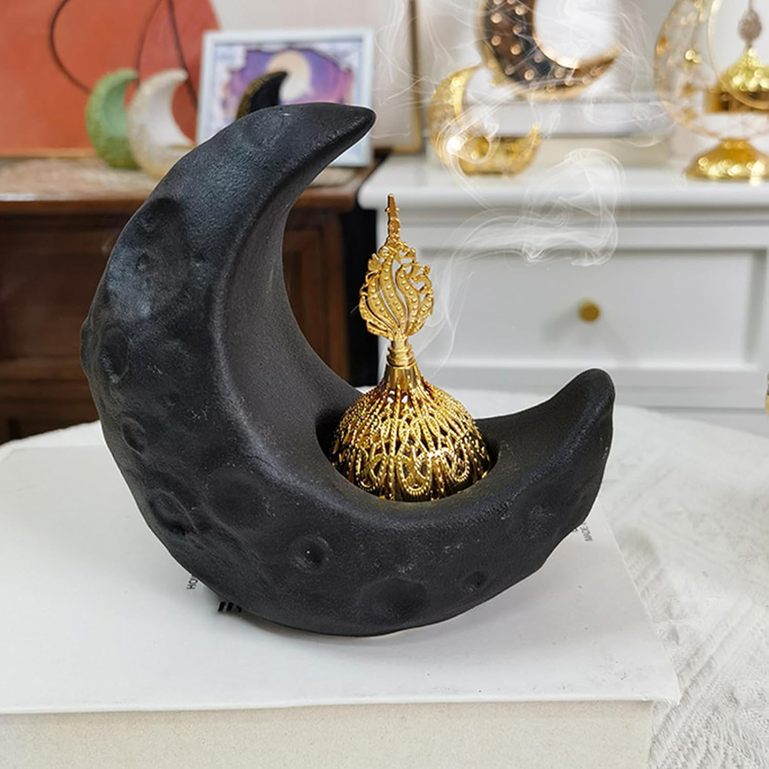 Middle Eastern Ceramic Incense Burner, Mosque Dome Shape Candle Holder, Ramadan Kareem Decor, Room Decoration, Bedroom Ornament