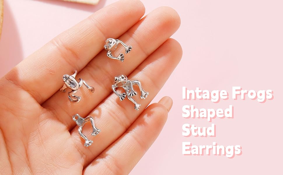 Frog Earrings for Women Cute Stuff Vintage Frogs Shaped Stud Earring Funny Cute 3D Animal Earrings Whimsical Jewelry Unique Gifts for Women Mothers Day Gifts