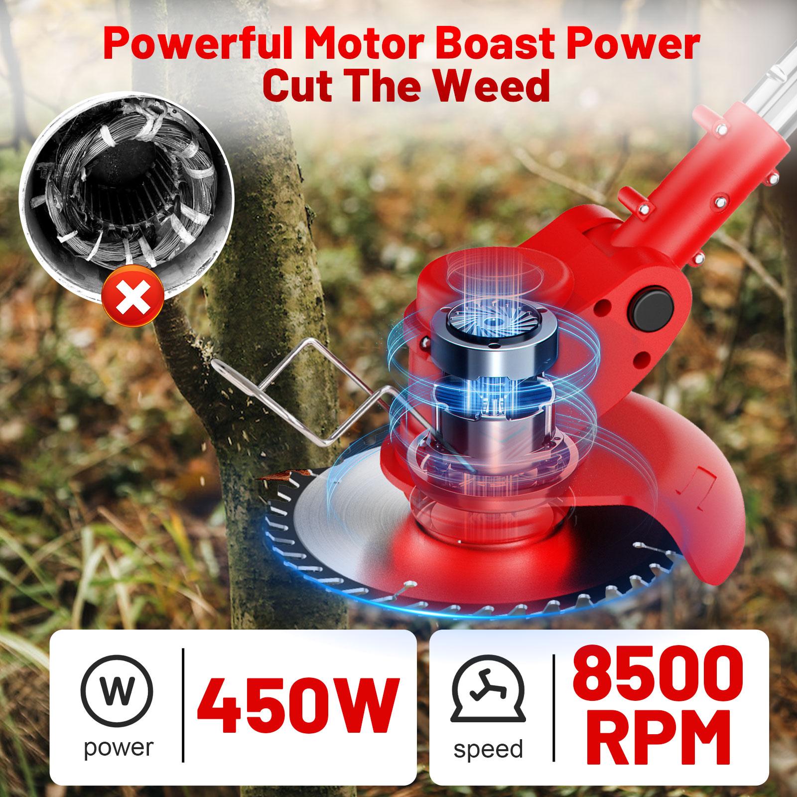 Electric Weed Wacker Battery Expandable cordless Weed Eater with 2 Batteries Motor 3-in-1 Adjustable Kit BrushlessString Trimmer/Grass Trimmer/Lawn Mower Multi-Purpose lightweight Telescopic Handle Perfect Partner for Garden and yard Lawn Care