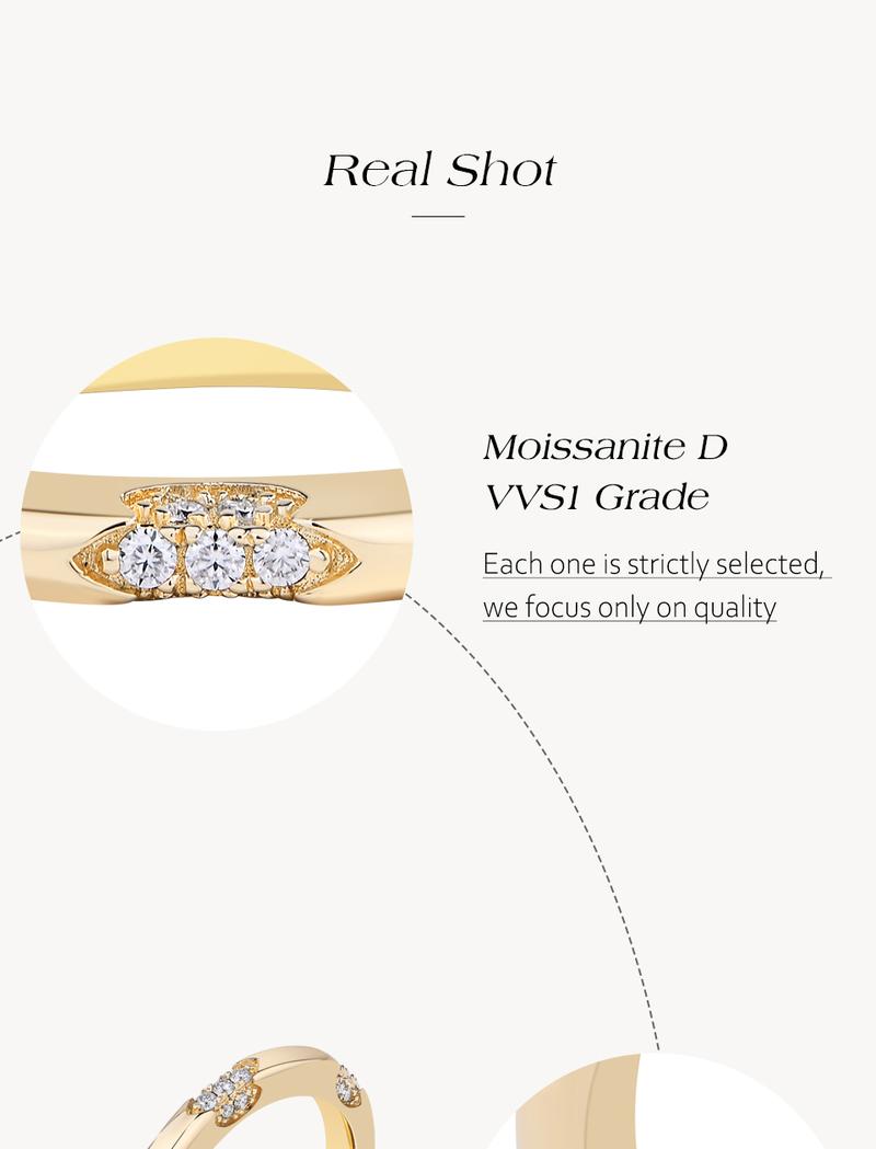 Classic D Color Lab-Created Moissanite Ring Jewelry for Women Unisex Wedding Band Daily Wear Lady's Gift for Her Perfect Ring R242