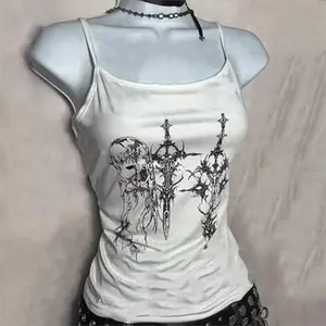 Y2k Style Aesthetic Sweet Sexy Tank Tops Women Sleeveless Casual Cartoon Print Tanks Harajuku All Match Cropped Grunge Emo Girls