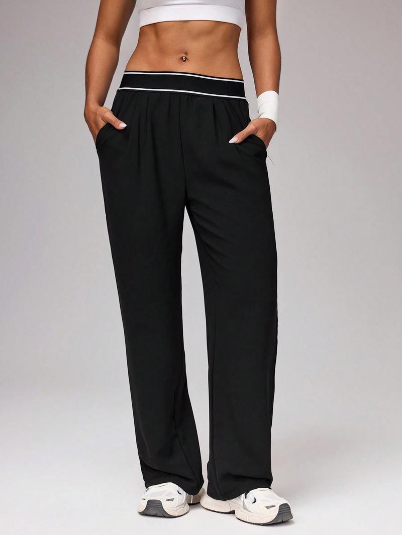 Women's Sporty Pants Long Comfortable Wide Leg Design with Pockets, Ideal for Exercise, Stylish & Practical Workout Wear, Athleisure Bottoms