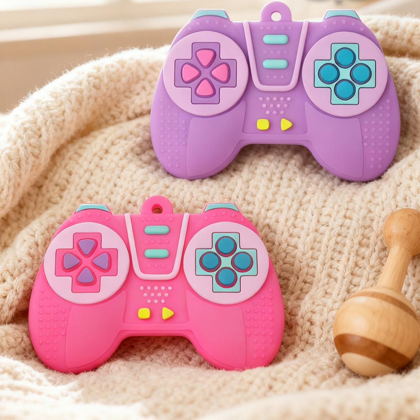 Silicone Teething Toys for Babies, 2-Pack Rubber Teethers, Baby Soothing Toy, Sensory Teether, Educational Chewable Toy for Infants 0-12 Months