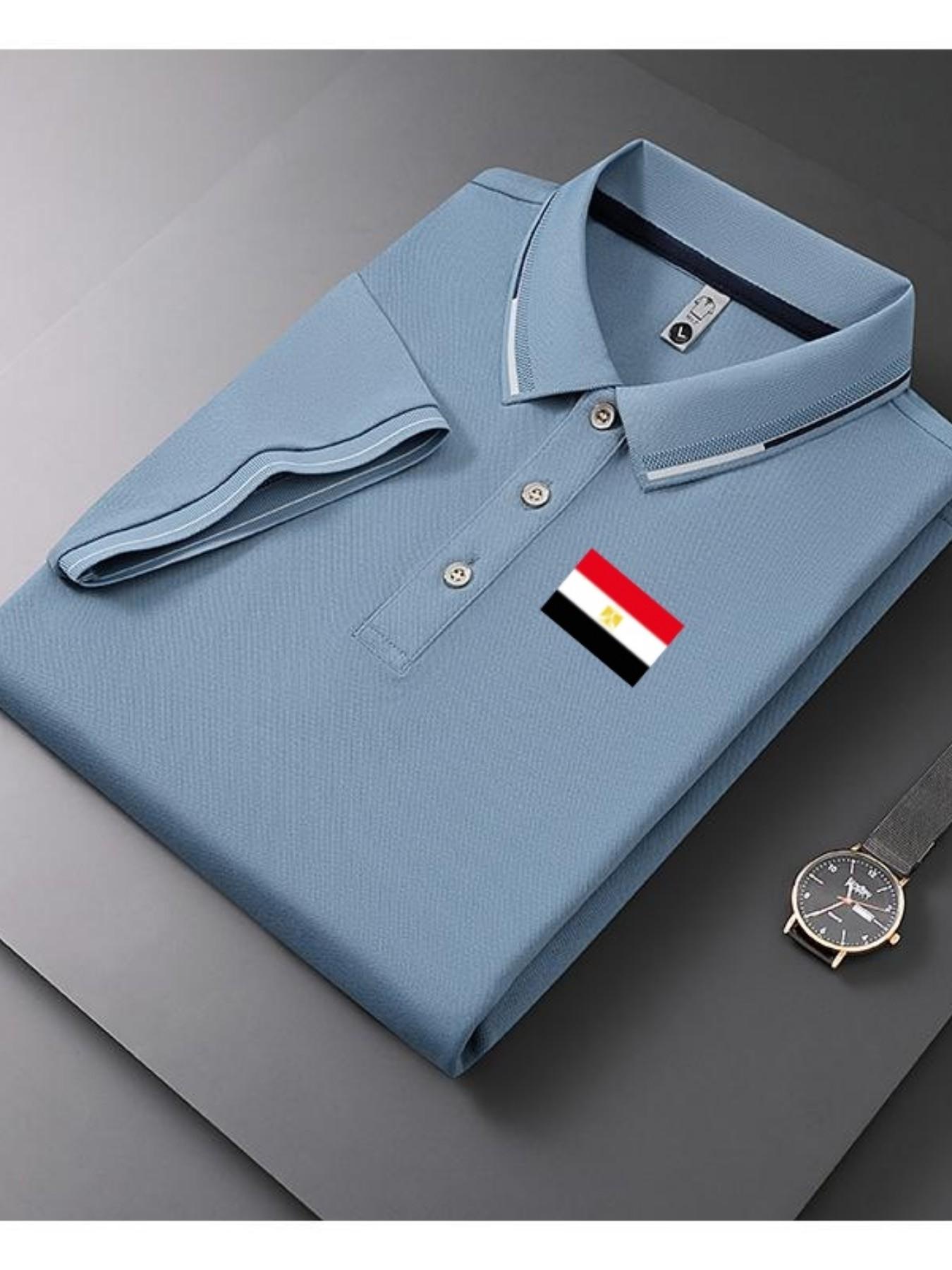 Men's Casual Summer Print T-Shirt, Fashionable Short Sleeve Top, Geometric Design, Lightweight Breathable Polo Shirt