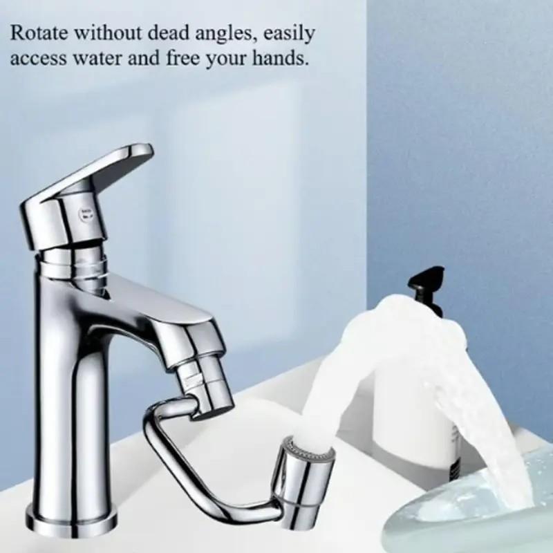 1440° Rotatable Faucet Aerator Extender, Full Angle Control, Kitchen Bathroom Sink Faucet Sprayer Attachment, 2 Splash Modes (1pc)
