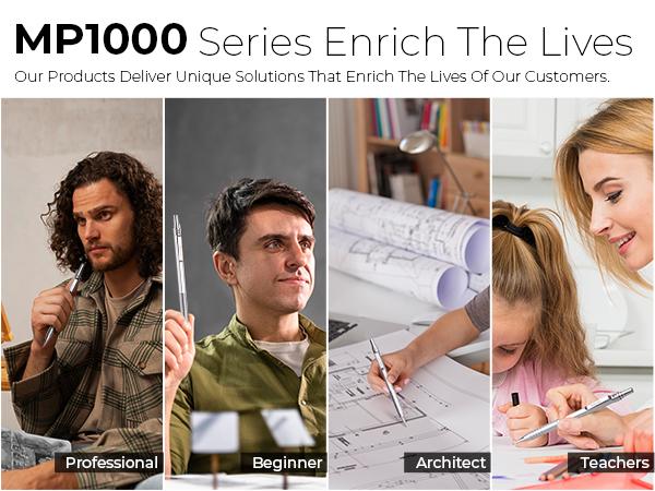 Nicpro 30 Pack Silver Metal Mechanical Pencils Set in Leather Case, Art Drafting Pencil 0.5, 0.7, 0.9 mm, 2mm Lead Pencil Holder for Sketching Drawing With 16 Tube (6B 4B 2B HB 2H 4H Colors)Lead Refill