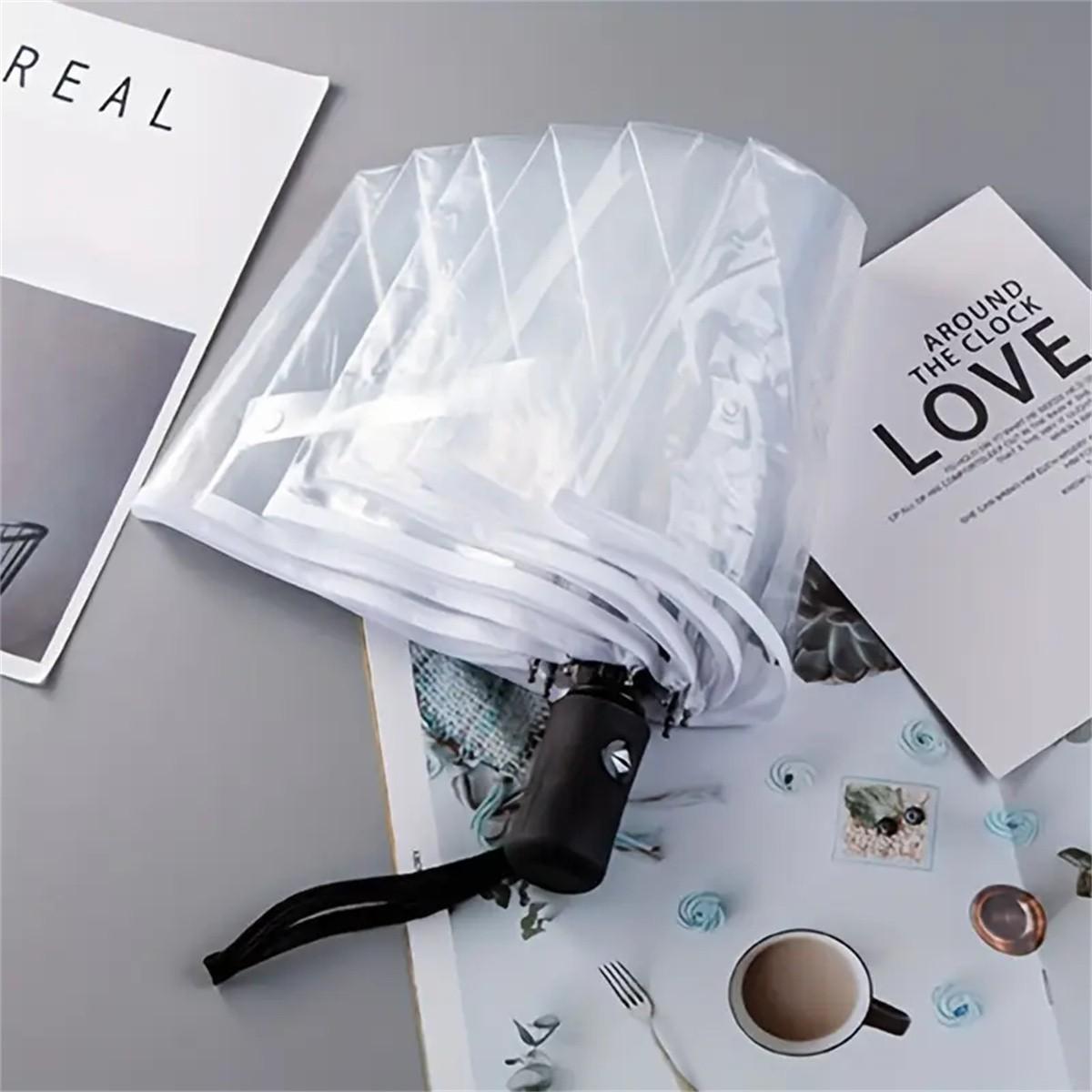 Automatic Transparent Umbrella, Durable Compact Design, Portable Lightweight Travel Accessory, Ideal for Daily Use
