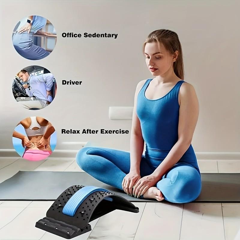 Three-Stage Adjustable Back Stretcher and Posture Corrector, Ergonomic Lumbar Support with Massage Function, Safe Grip, Office Car Home Use