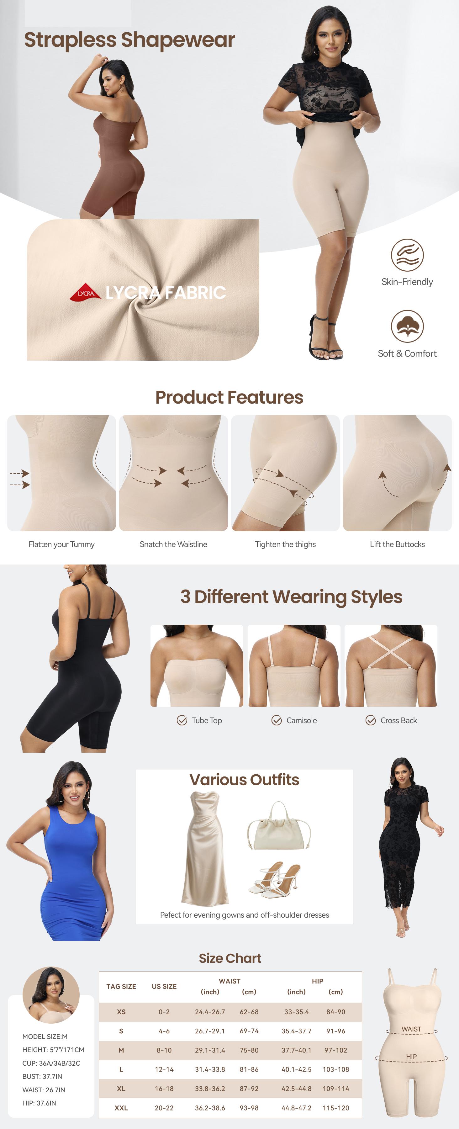 Strapless Shapewear Tummy Control Bodysuit for Women Underdress Seamless Full faja with Removable Straps Womenswear Basic