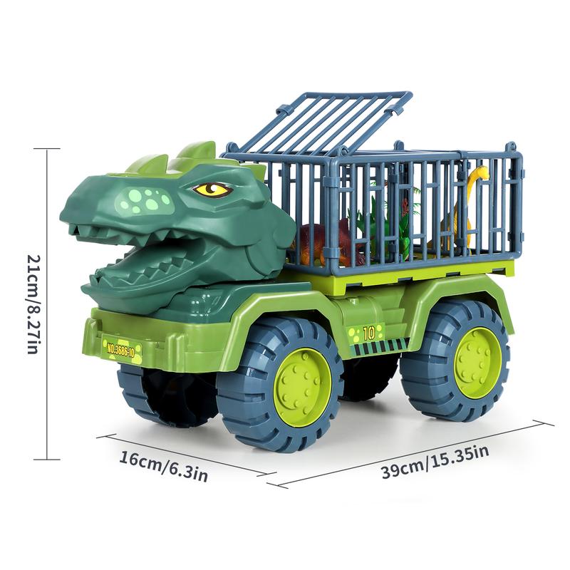 Dinosaur Transport Truck, Tyrannosaurus Rex Toy Car Set, Featuring Simulated Dinosaurs ( Random), Dinosaur Eggs, Trees, and Maps,Gift for Boys and Girls 3-5 Years