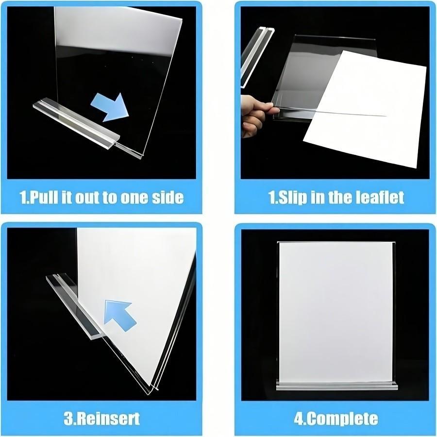 6-Piece Acrylic Menu Card Set, Transparent Wedding Table Number Holder, Double-Sided Frame, Ideal for Weddings, Parties, Special Events