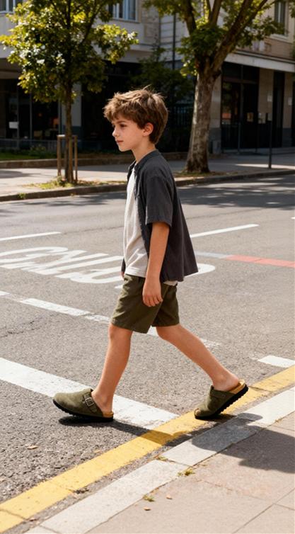 Lumubby Kids Suede Clogs Boys Girls Sandals Cork Footbed Toddler Slip-on Slippers Indoor Outdoor Cute Classic Adjustable EVA Sole