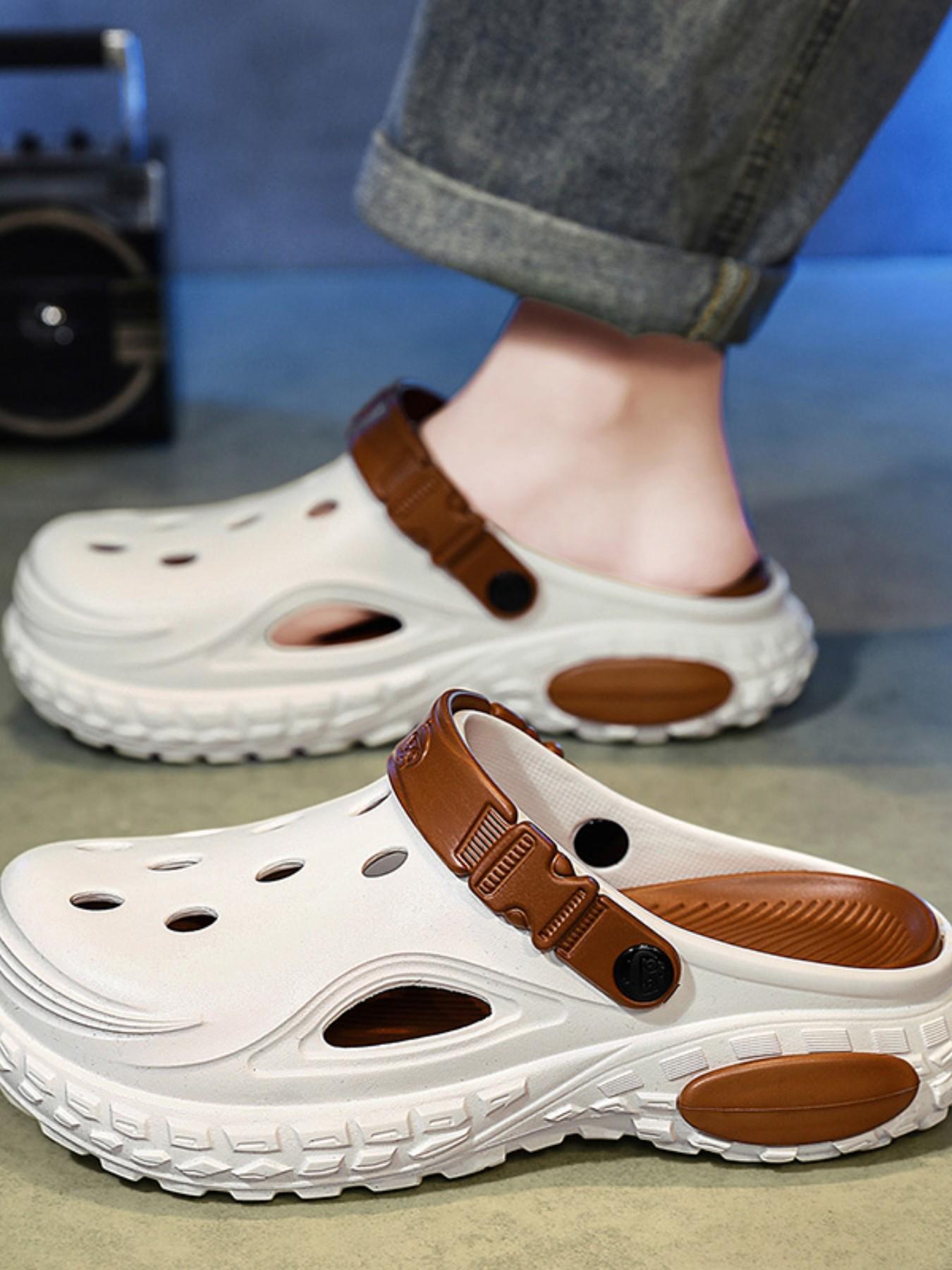 Large Size Couple Holey Shoes, Loose Thick Sole Sandals, Outdoor Wear, Extra Wide Durable Slippers, Beach Shoes, Comfortable Footwear