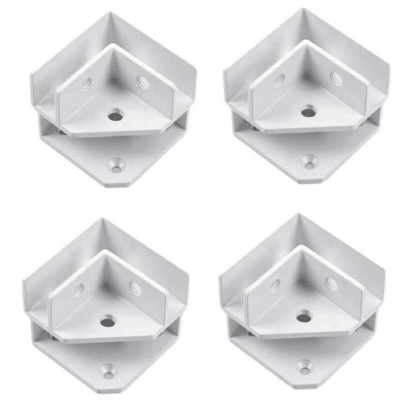 4pcs Adjustable 90-Degree Glass Clips Set, Ideal for Wine Cabinet, Display Rack, Custom Shelving, Secure Glass Panels at Bottom Corners
