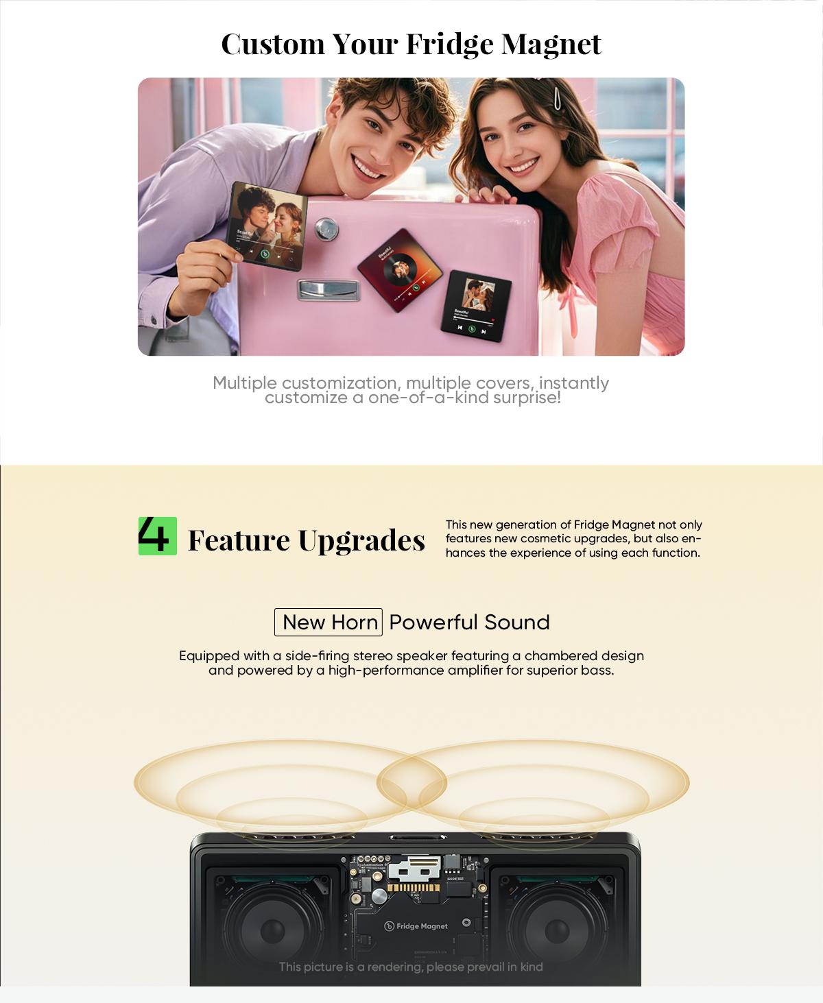 【Customization】Custom Music Fridge Magnet with Rose and Photo Colorful with Frame New 4.0 Upgrade Album Fridge Magnet That Can Be Played