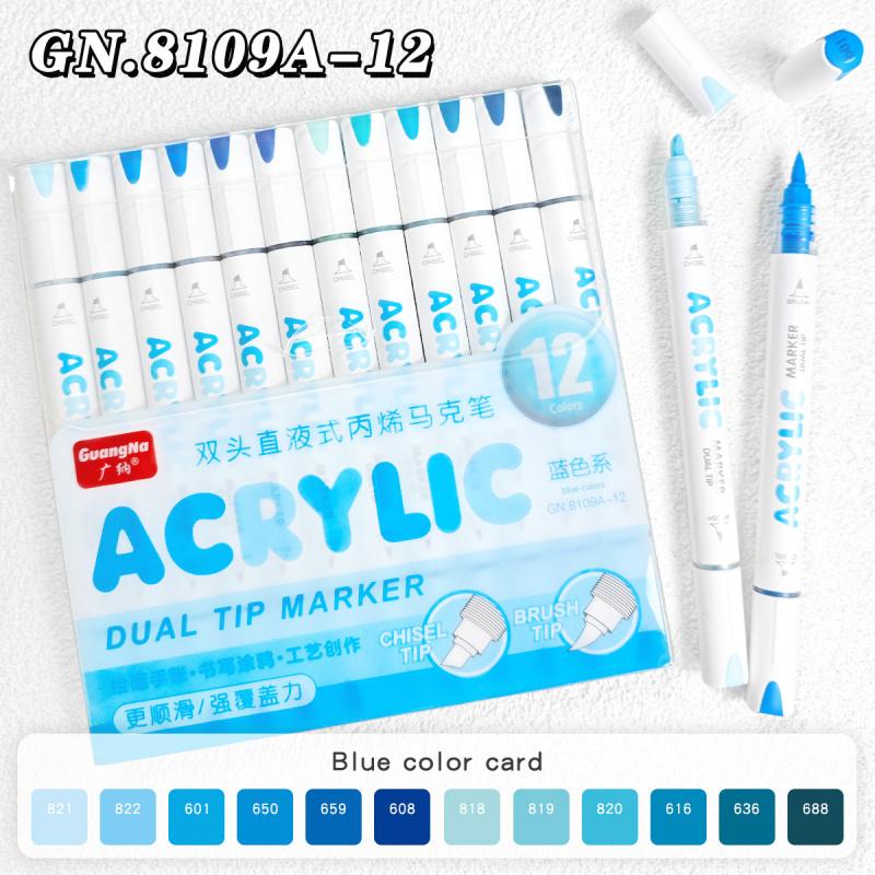 Acrylic Paint Pens Dual Tip Brush & Chisel Tip, Art Color Set Acrylic Paint Markers Automatic Ink Control,for Rock Painting,Ceramic,Wood, Canvas,Glass, Stone,Fabric,Card Making,DIY & Art Supplies, Acrylic Art Kit