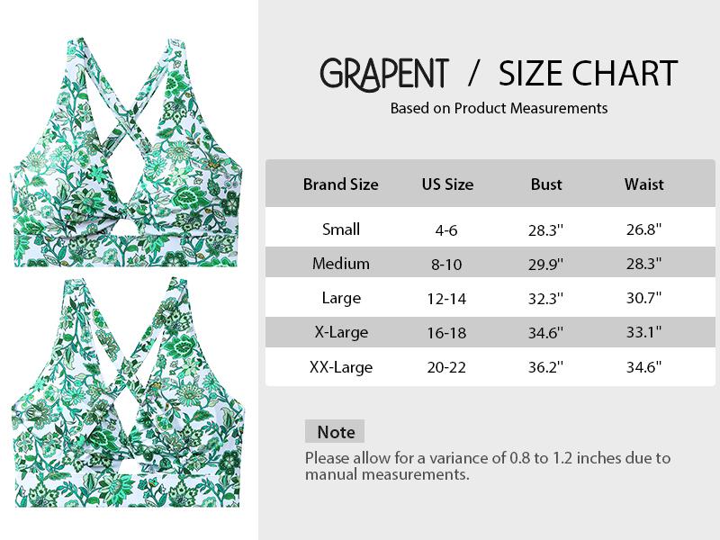 GRAPENT Bikini Top for Women Twisted Keyhole Padded Criss Cross Back Floral Print Beach Bathing Suits Swim Tops Only