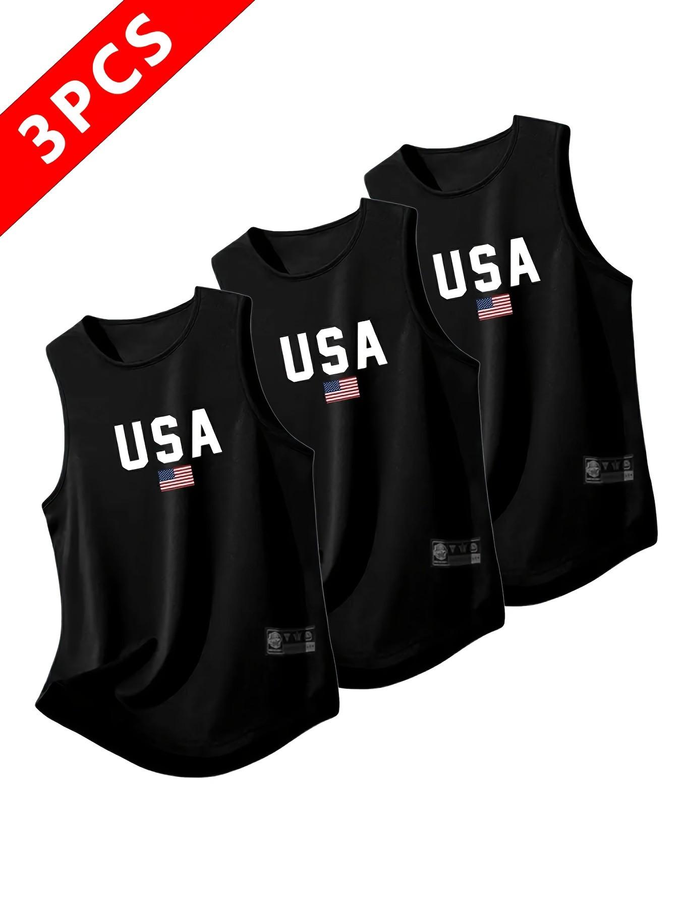 Men's Quick-Dry Moisture-Wicking Breathable Tank Tops, Fitness Workout Vest, Casual Sports Gym Sleeveless Shirts, Running Training, Usa Letter Print, Multiple Colors Men's Quick-Dry Moisture-Wicking Breathable Tank Tops, Fitness Workout Vest, Casual Sports Gym Sleeveless Shirts, Running Training, Usa Letter Print, Multiple Colors