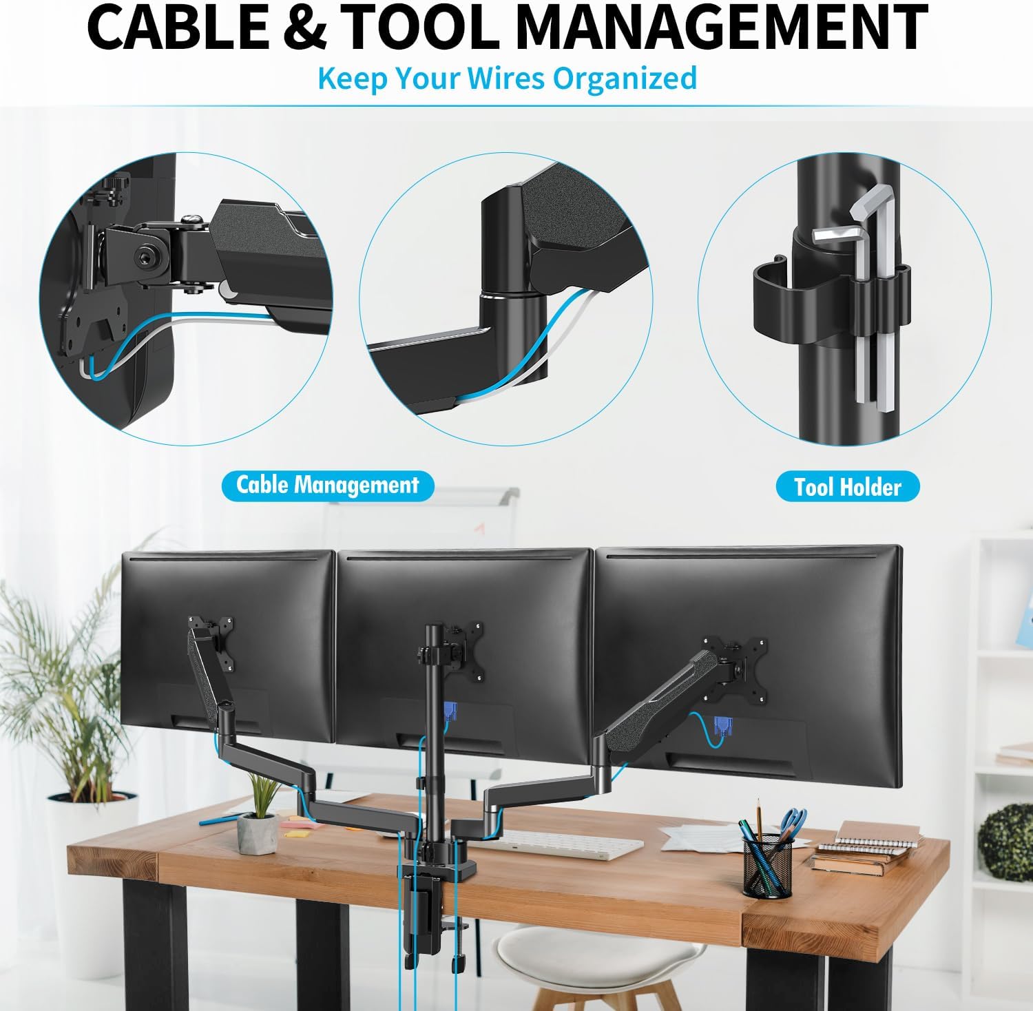 MOUNTUP 17"-27" Triple Monitor Stand Mount MU0006