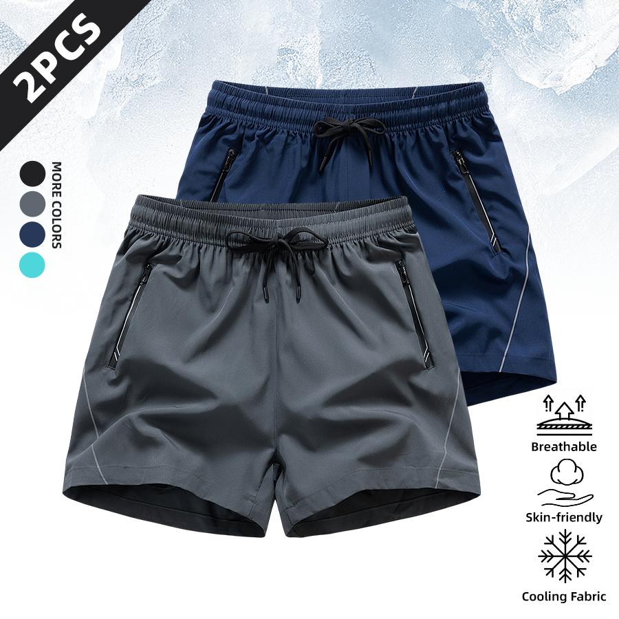 Men’s 4-Pack Quick Dry Athletic Trouser Shorts , Breathable Plain Gym Shorts with Zipper Pockets & Adjustable Drawstring, Big & Tall Cargo Menswear Activewear with Reflective Trim for Running, Workouts & Outdoor Training outdoorfun