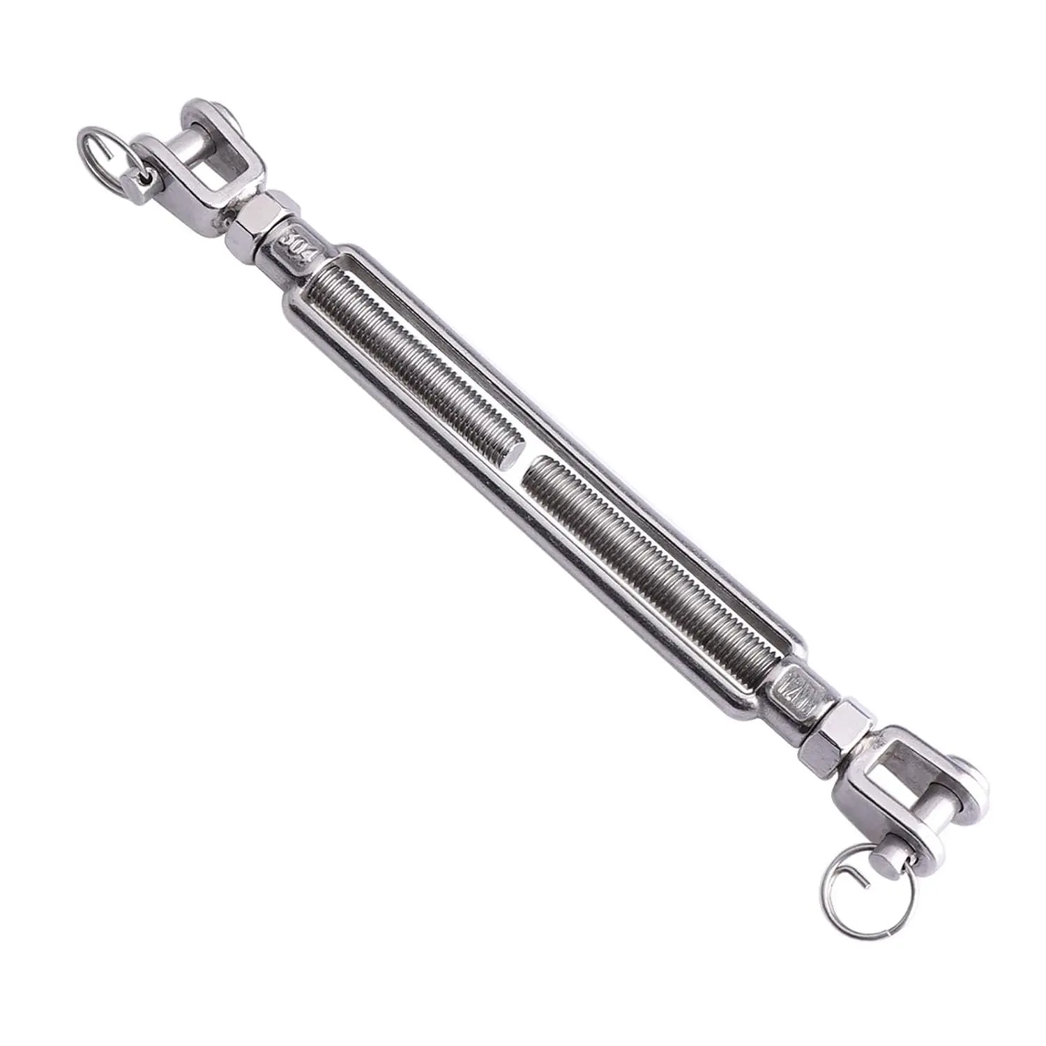 Stainless Steel 1/2 x 6.5 Inch M12 Jaw and Jaw Turnbuckles for Tensioning Cable Rope Chain 2200 lbs Load (1P)