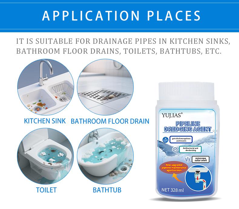 YUJIAS Pipe Cleaning Agent for Kitchen & Toilet   For Routine Maintenance & Minor Clogs | Powder Formula | 328ml