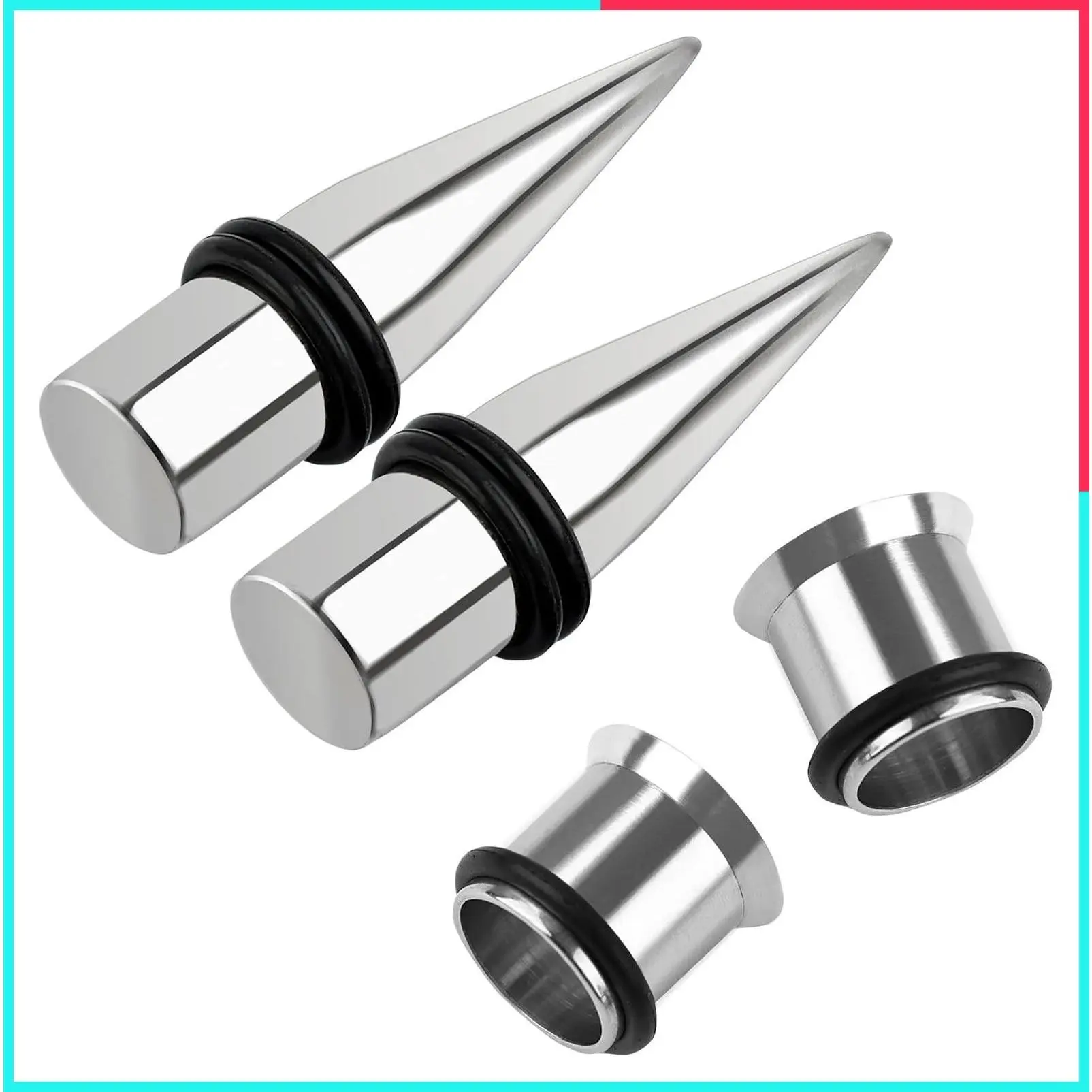 9mm Stainless Steel Ear Stretching Kit, 4 Pack Taper and Tunnel Plugs for Gauges