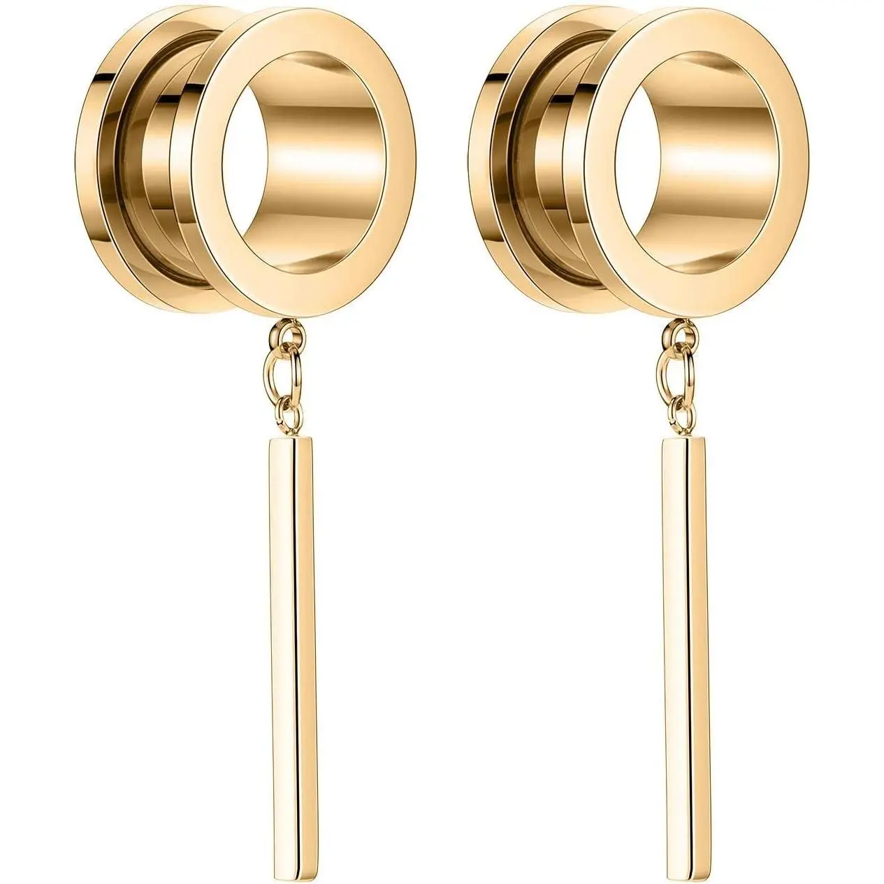 Minimalist Vertical Bar Geometric Dangle Ear Tunnels Surgical Steel Expander Dangle Gauges Stretcher Piercing