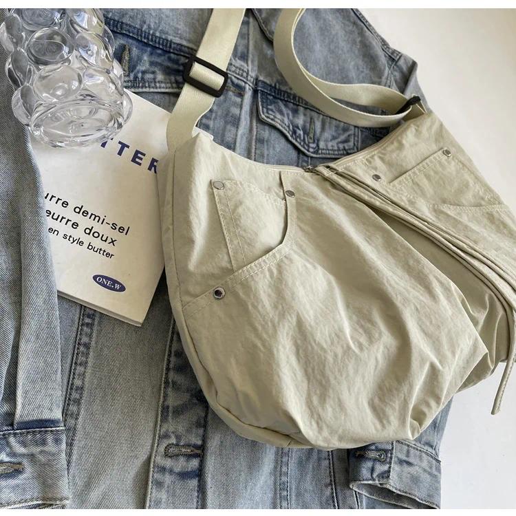 Zipper Solid Nylon Women's Handbags 2026 High Quality Sewing Thread Bags for Women Casual Interior Compartment Crossbody Bags