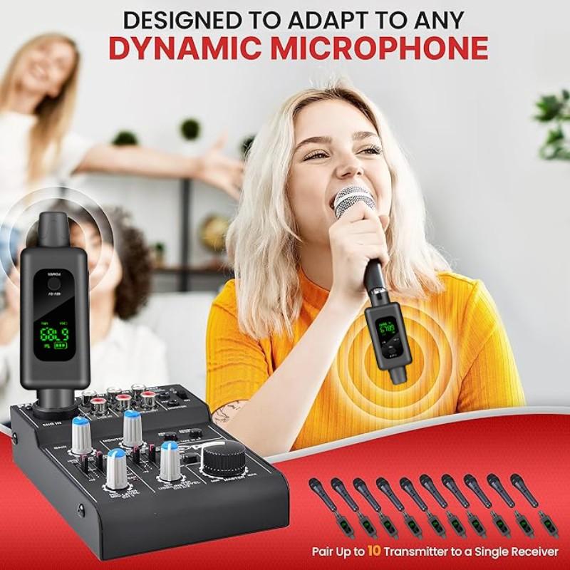 Wireless Microphone System, XLR Transmitter and Receiver, 164ft Range, 48v Phantom Power, Compatible with Dynamic/capacitor Mics, Guitar/bass, Audio Mixer, Pa System