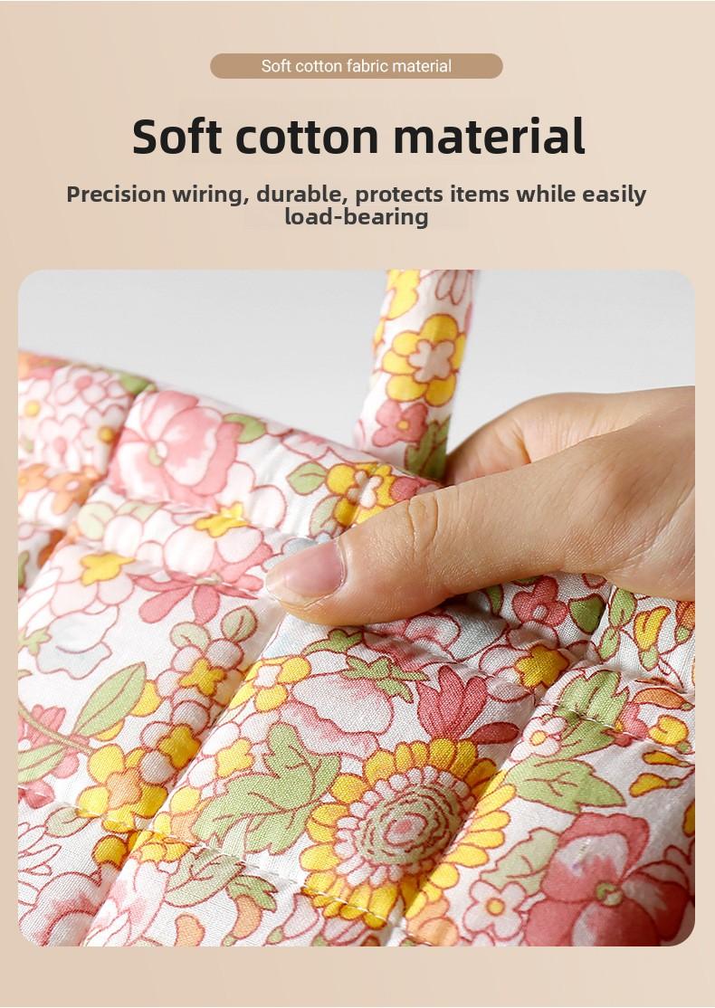 Floral Foldable Storage Basket Cotton Fabric Collapsible Laundry Hamper for Clothes Toys & Blankets Car Trunk Organizer Backseat Storage Machine Washable Decorative Bin for Bedroom Bathroom & Living Room Large Capacity Woven Design