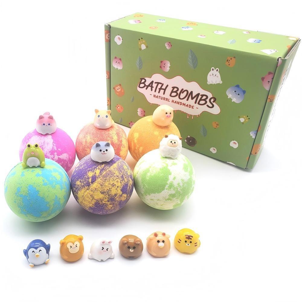 6pcs Bath Bombs Toy, Gentle Cleansing & Moisturizing, Relaxing Bubble Bath Balls, Baby Bath Time Fun, Stress Relief, Skin Care