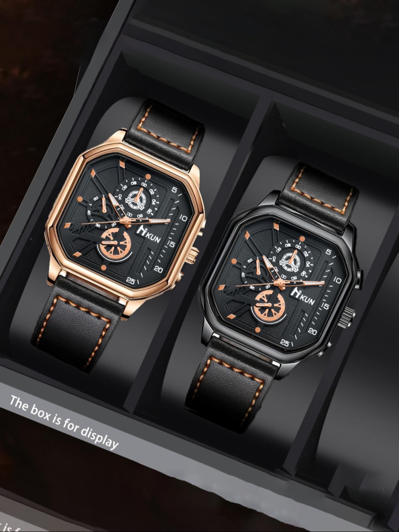 Men's Business Casual Quartz Watch Set, Perfect Gift for Daily Wear & Holidays Like Thanksgiving Christmas Birthdays, Stylish Timepiece Collection