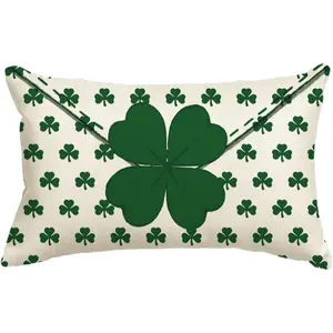 St Patrick's Day Shamrock Envelope Pillow Cover, Polyester Material, Single-Sided Print, Sofa Decoration, No Insert Included, 1 Piece