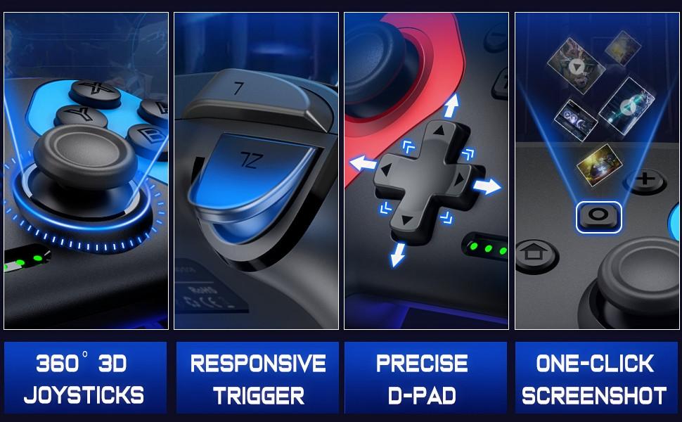 Switch Controller for Nintendo Switch/Lite/OLED Controller , Wireless Switch Controller with a Mouse Touch Feeling on Back Buttons, Switch Pro Controller with Programmable, Wake-up,Turbo Function