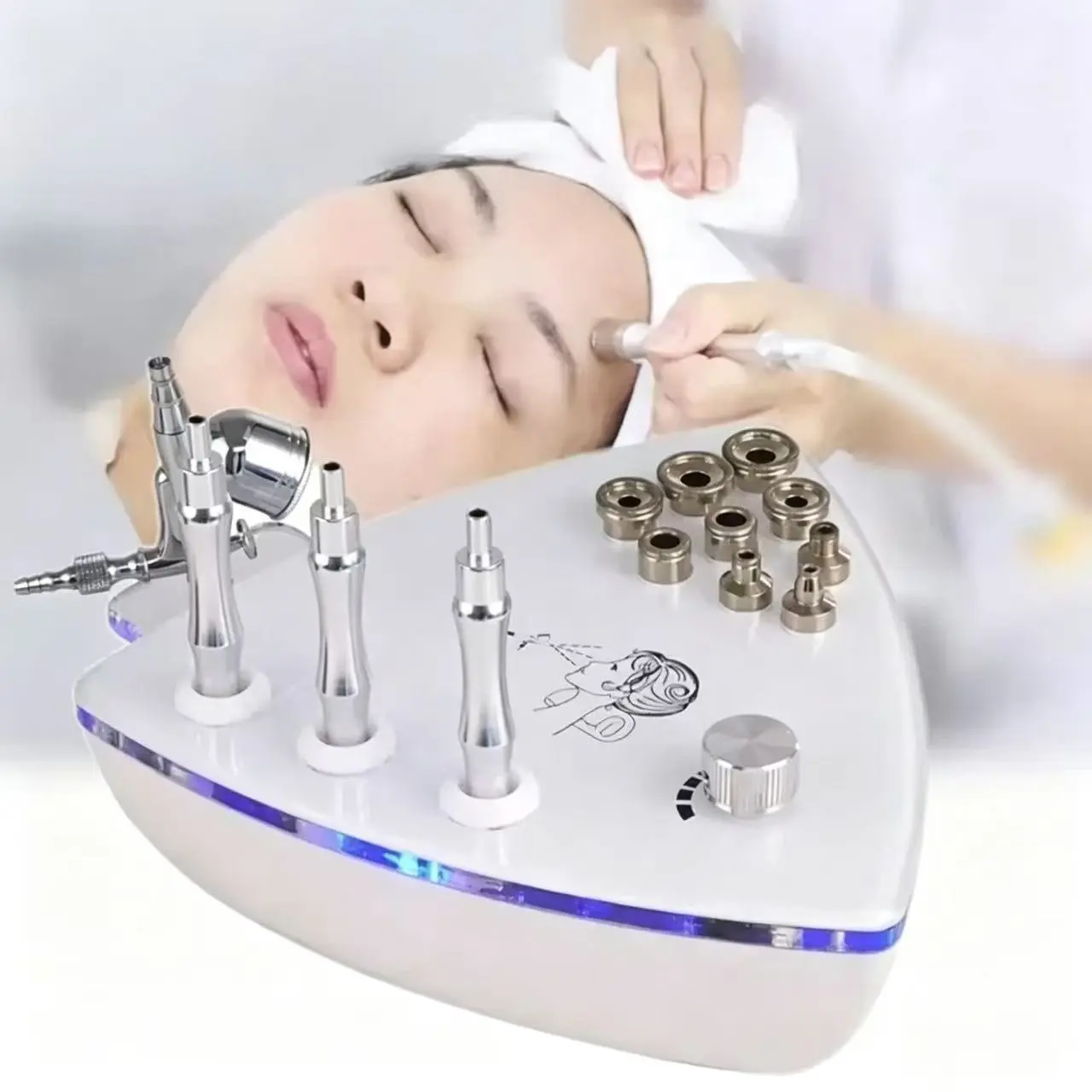 Professional Three-In-One Facial Care Device, Diamond Microdermabrasion, Spray Function, Exfoliation, Blackhead Removal, Moisturizing, Salon & Home Use, Facial Beauty Machine
